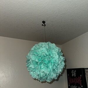 Blue ruffle flower balls ceiling decor